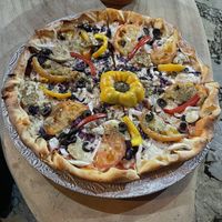 Vegetarian pizza with cheese and vegetables   at Pizza Yolo in Santa Catalina