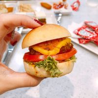 Mini “vegan burg” (At boufe vegan buffet event). I think this item is on the menu and should be larger than this ...heh :3 at Boufe in Central Singapore