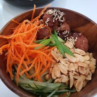 Teriyaki meatball rice noodle at Boufe in Central Singapore