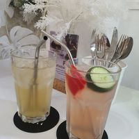 Peach tea and lemonade at Boufe in Central Singapore
