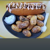 Hot dog with potatoes at Not Dog in Nice