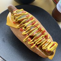 Original hotdog with added cheese  at Not Dog in Nice