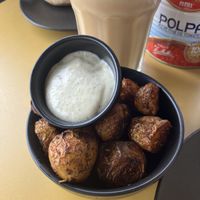 Side of potato’s which come with the meal   at Not Dog in Nice