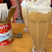 Our 2nd visit - banana bread milkshake at the back, tiramisu milkshake at the front at Not Dog in Nice