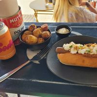 Muhammara Dog menu with choice of a side and drink included at Not Dog in Nice