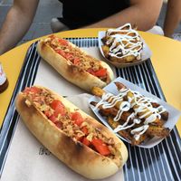 Houmous hot dog and fries at Not Dog in Nice