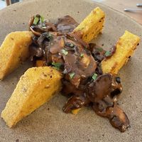 Polenta with mushrooms  at Green Kukunari in Crete