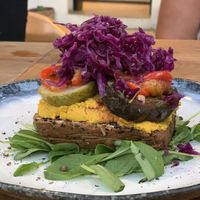 Bruschetta with homemade bread  at Green Kukunari in Crete