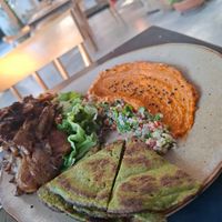 Mushroom Shawarma Muhambra Sauce at Green Kukunari in Crete