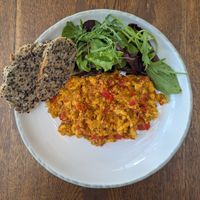 "Scrumbled" Tofu at Green Kukunari in Crete