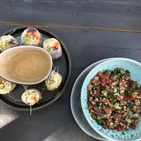 Spring rolls (top) and Taboule (bottom) at Green Kukunari in Crete