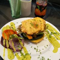 The vegan plantain burger at Tostometro in Granada