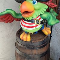 a parrot infront of the building at Heide Park - Piraten Burger in Soltau