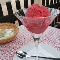 Himbeer Sorbet at Trebeler Bauernstuben in Trebel
