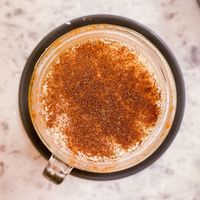 chai latte with almond milk and two espresso shots at Fego in Cobham