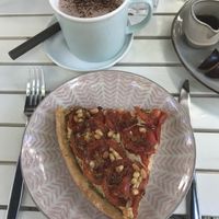 Delicious quiche lauren and hot chocolate   at Menthe Chocolat in Toulon
