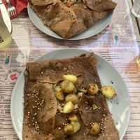 Vegan Galettes with various fillings  at Crêperie Rouge Délice in Grenoble