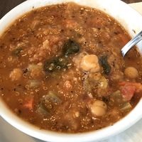 Vegan Quinoa soup  at Uptown Cafe in Valparaiso