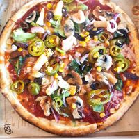 Delicious all vegan Pizza at Blaze Pizza in Rialto
