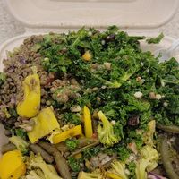 Brown rice, steamed veggies, kale salad and lentil salad - all vegan! at ATL - Nature's Table - TE in College Park