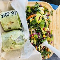 No cheese veggie wrap and half superfood vegan saladd  at ATL - Nature's Table - TE in College Park