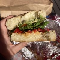 Vegan sandwich; the bread is fantastic   at Latte Da Coffee Cafe  in Lee Vining
