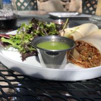 Vegan Wrap with a side of fermented hot sauce at Indian Gardens in Sedona