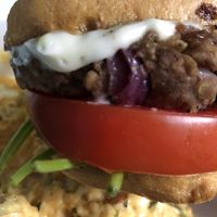 Lentil Burger with a side of sweet potato salad 😋😋😋 at With Love Co in Parkville