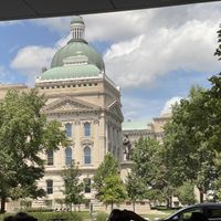 View from our table of the capitol building. I had already demolished my food at this point.  at Café Patachou - Washington St in Indianapolis
