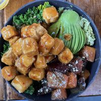Pachamama bowl with added tofu  at The Shed in Tofino
