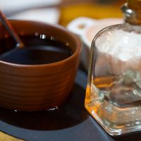 coffee and aguardente (Spanish strong alcohol)
you chose whether you want to put it in your coffee or not (it is free) at Rincon de Alba in A Coruna