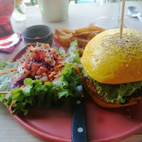 Jackfruit burger at Bouang  in Luang Prabang
