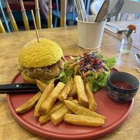Vegan burger  at Bouang  in Luang Prabang