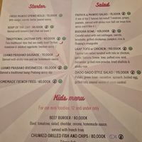 Menu at Bouang  in Luang Prabang