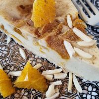 Mandarinen-Topfen-Torte (vegan) at JOE teecafe in Perchtoldsdorf