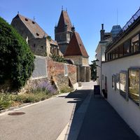 View at the Burg Perchtoldsdorf in front of the café.  at JOE teecafe in Perchtoldsdorf