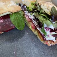 Vegan deluxe burger   at Cafe 228 in Adelaide