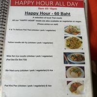 from 8am till 10pm all these plates for just 60 baht... and i thought bkk was cheap.  at P & T Hostel in Koh Samui