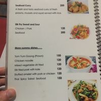 Menu at P & T Hostel in Koh Samui