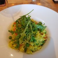 Butternut squash and pea risotto at Encore  in Chorley