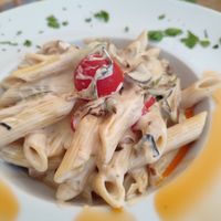 Creamed pasta with vegetables at Lupo D'Argento in Zabljak