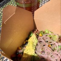 Quinoa bowl (veganized) and cold brew at Moab Garage Co. in Moab