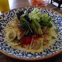 Porcini mushroom ravioli with lime sauce at LeichtSinn Vitalbistro in Salzburg