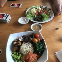 Tempeh Buddha bowl and baked cauli at Green and Beans in Bandung