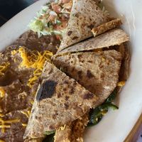 Vegan Quesadilla with Beans on the side  at El Sarape in Olympia