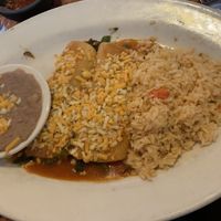 Combo plate with zesty poblano rajas enchiladas at El Sarape in Olympia