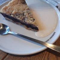 warm blueberrypie with soya-vanilla sauce at Espresso House in Lulea