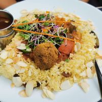 Vegan couscous at Le Vegetarium in La Gacilly