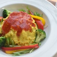 vegan omelette rice at 3 te Cafe in Osaka
