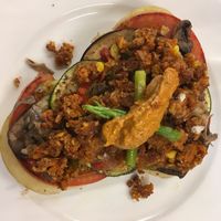 Potato with lots of tasty veggies at Baskian in Bilbao